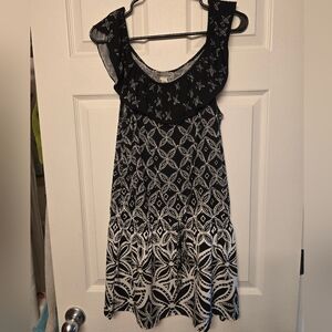 White House Black Market Black and White Patterned Dress
